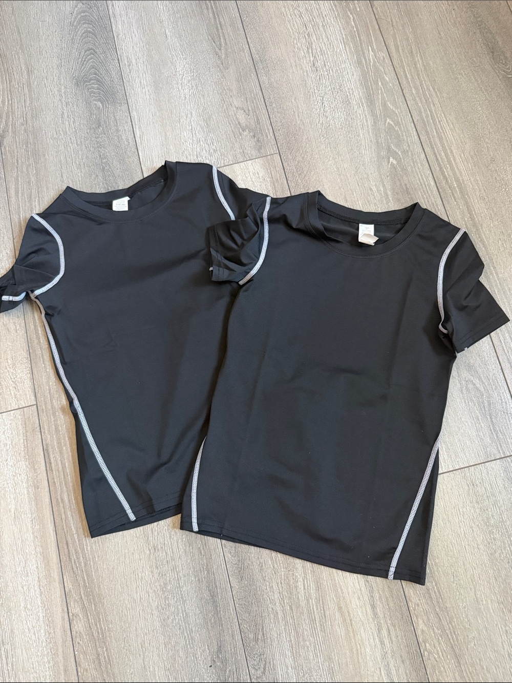 Kids Black Short-Sleeve Active Tee with Contrast Stitching